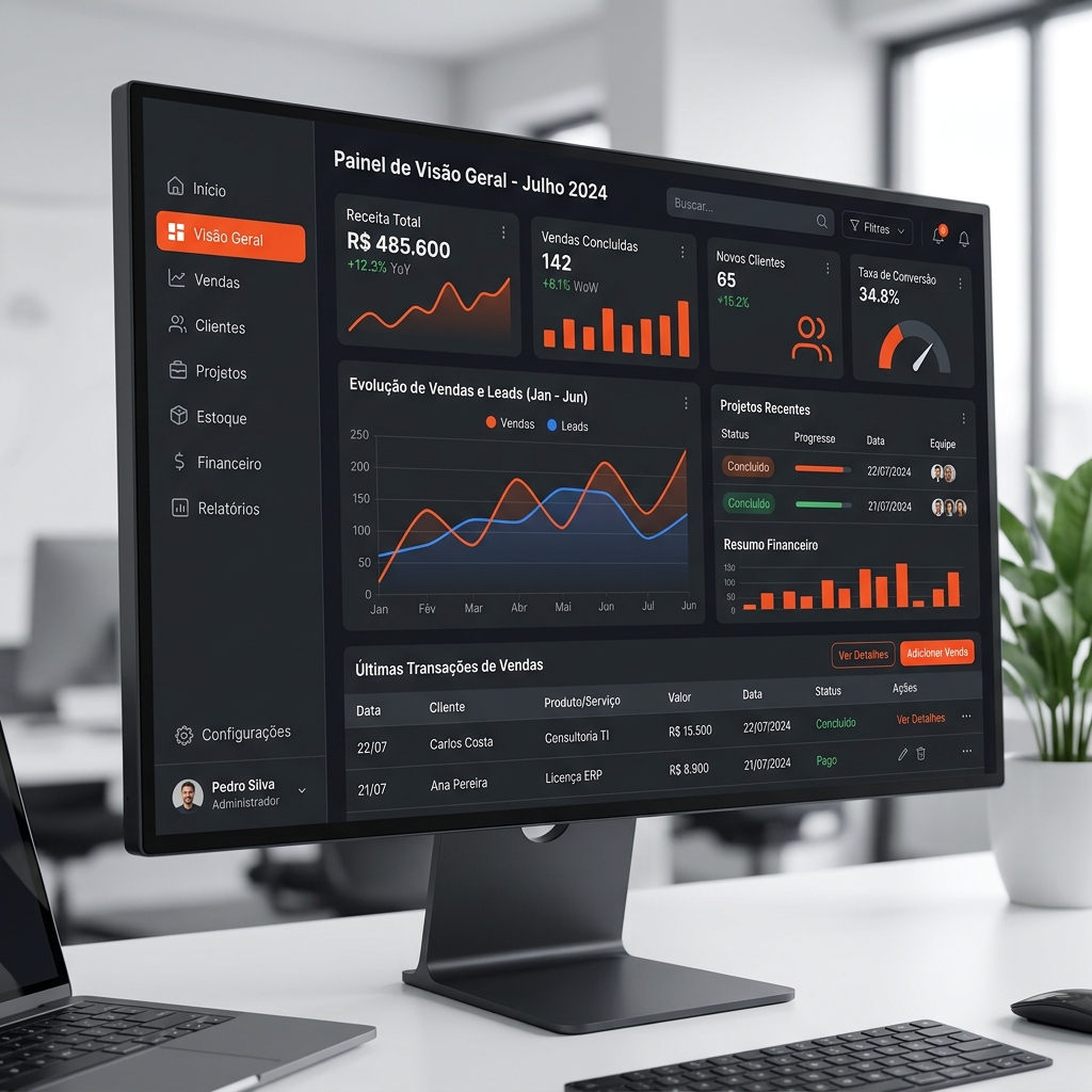 Mockup de dashboard de aplicativo sob medida