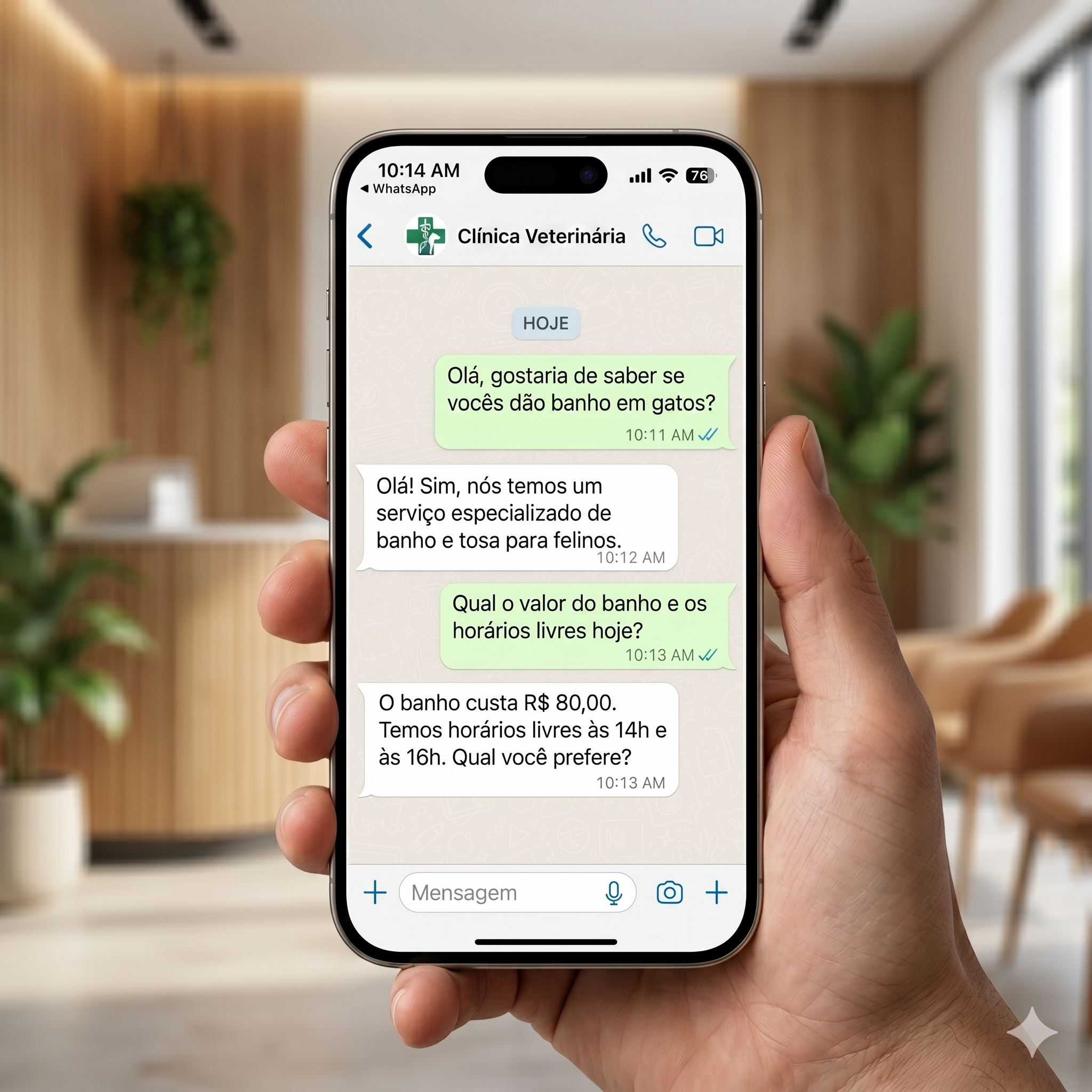 Tela de atendimento com IA no WhatsApp